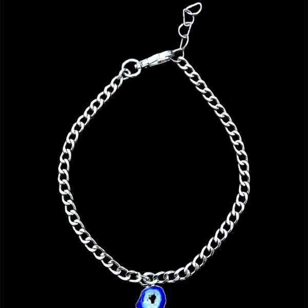 Doggie Bling Collar with Blue Agate Pendant